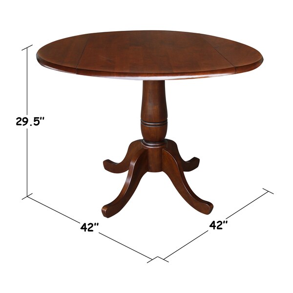 International Concepts Round 42 in Round Dual Drop Leaf Pedestal Table, 29.5 inH, Espresso, 42 in W, 42 in L, 29.5 in H - K581-42DPT