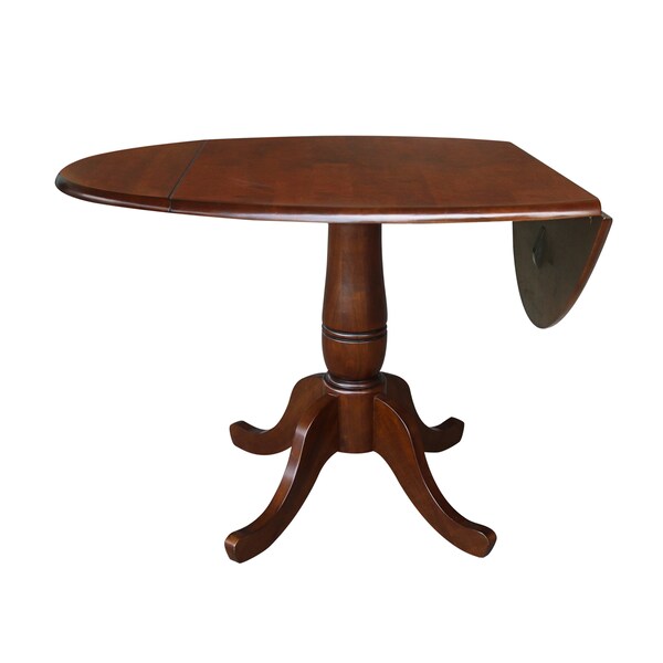 International Concepts Round 42 in Round Dual Drop Leaf Pedestal Table, 29.5 inH, Espresso, 42 in W, 42 in L, 29.5 in H - K581-42DPT