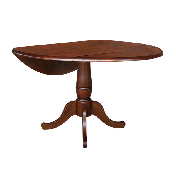 International Concepts Round 42 in Round Dual Drop Leaf Pedestal Table, 29.5 inH, Espresso, 42 in W, 42 in L, 29.5 in H - K581-42DPT