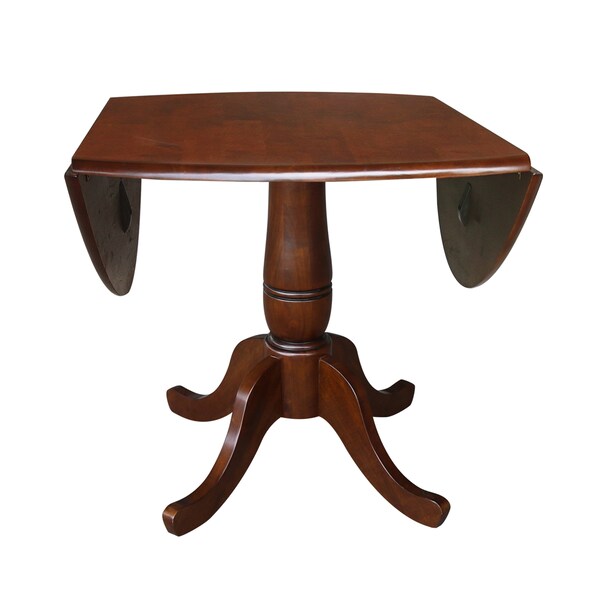 International Concepts Round 42 in Round Dual Drop Leaf Pedestal Table, 29.5 inH, Espresso, 42 in W, 42 in L, 29.5 in H - K581-42DPT