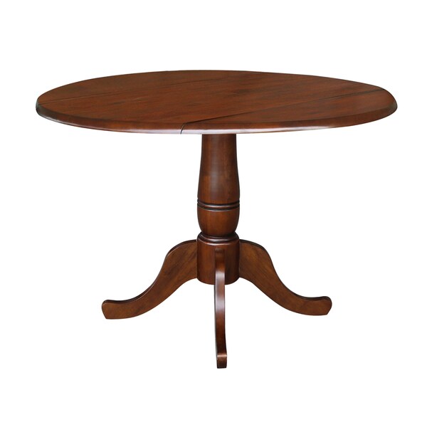 International Concepts Round 42 in Round Dual Drop Leaf Pedestal Table, 29.5 inH, Espresso, 42 in W, 42 in L, 29.5 in H - K581-42DPT