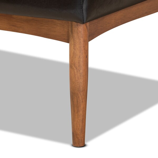 Baxton Studio Sanford Mid-Century Dark Brown Faux Leather and Walnut Brown Finished Wood 4-PC Dining Nook Set - 184-11343-11345-9305-ZORO