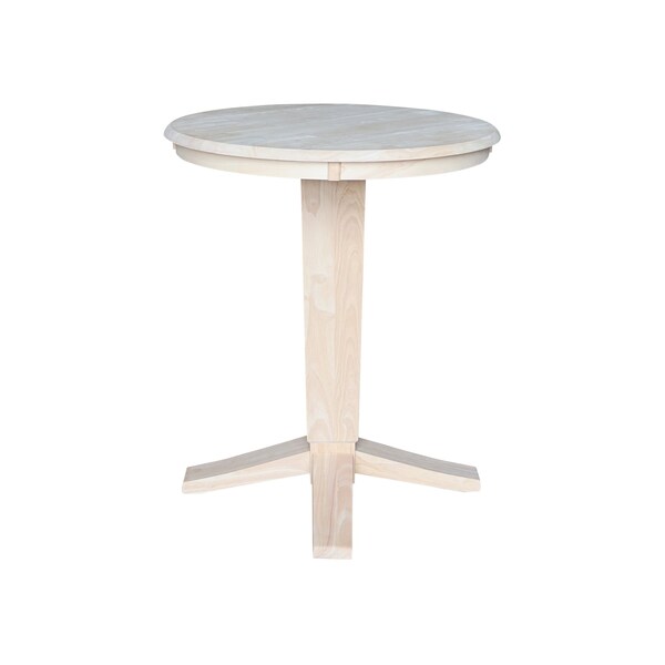International Concepts 30 in. Solid Wood Round Top Pedestal Dining Table - 35.9 in. High, Unfinished - K-30RT-23B-36