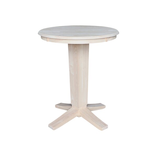 International Concepts 30 in. Solid Wood Round Top Pedestal Dining Table - 35.9 in. High, Unfinished - K-30RT-23B-36