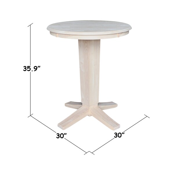 International Concepts 30 in. Solid Wood Round Top Pedestal Dining Table - 35.9 in. High, Unfinished - K-30RT-23B-36