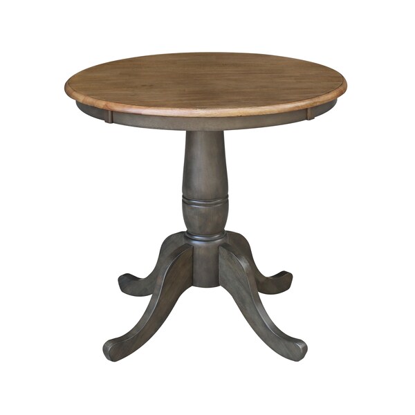 International Concepts Round 30 in Rd Top Pedestal Table, 2 X-Back Chairs, Hickory/Washed Coal, 30 in W, 30 in L, 29.1 in H - K45-30RT-C613-2