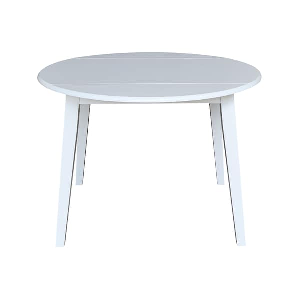 International Concepts 42 in. Solid Wood Round Dual Drop Leaf Dining Table with 4 Chairs in White - K08-42DL-C613-4
