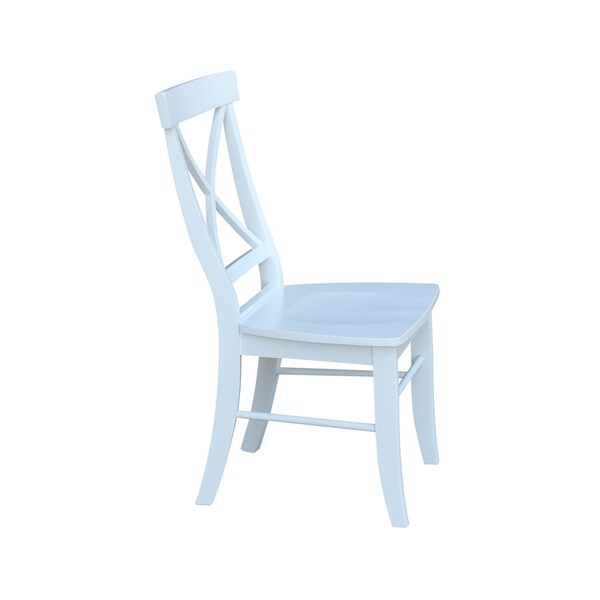 International Concepts 42 in. Solid Wood Round Dual Drop Leaf Dining Table with 4 Chairs in White - K08-42DL-C613-4