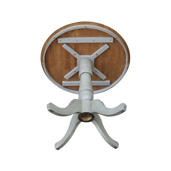International Concepts Round 36 in Rd Top Pedestal Table, Counter Height, Hickory/Stone, 36 in W, 36 in L, 35.1 in H, Wood - K41-36RT-6B