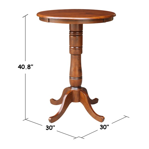 International Concepts Round 30 in Round Top Pedestal Table, 40.9 inH, Espresso, 30 in W, 30 in L, 40.9 in H, Wood - K581-30RT-6B-2
