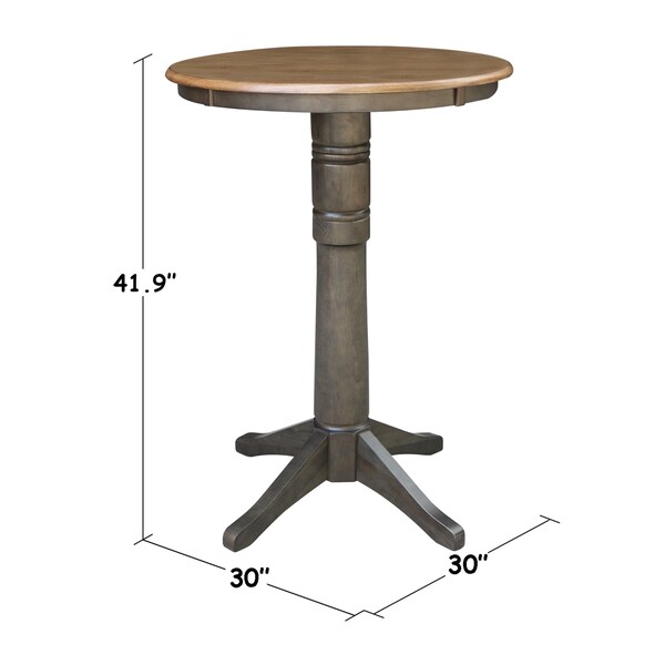 International Concepts Round 30 in Round Top Pedestal Table, 41.9 inH, Hickory/Washed Coal, 30 in W, 30 in L, 41.9 in H - K45-30RT-27B-6B-2