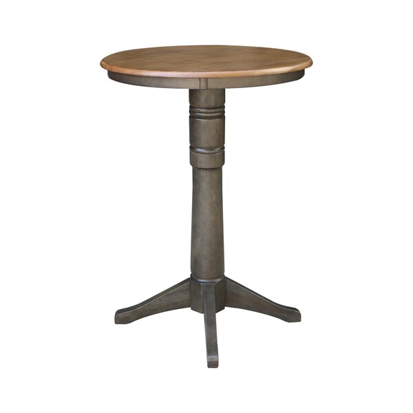International Concepts Round 30 in Round Top Pedestal Table, 41.9 inH, Hickory/Washed Coal, 30 in W, 30 in L, 41.9 in H - K45-30RT-27B-6B-2