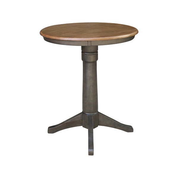 International Concepts Round 30 in Round Top Pedestal Table, 41.9 inH, Hickory/Washed Coal, 30 in W, 30 in L, 41.9 in H - K45-30RT-27B-6B-2