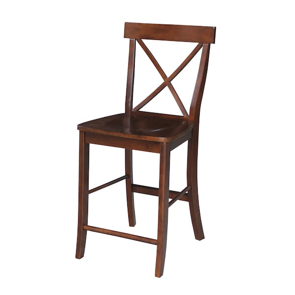 International Concepts 30 in. x 30 in. Counter Height Dining Table w/2 X-Back Stools, 24 in. Seat Height-3 Pc. Dining Set - K581-3030-S6132-2