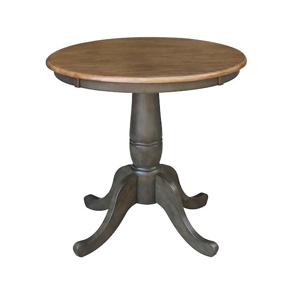 International Concepts Round 30 in Round Top Pedestal Table, 29.1 inH, Hickory/Washed Coal, 30 in W, 30 in L, 29.1 in H - K45-30RT