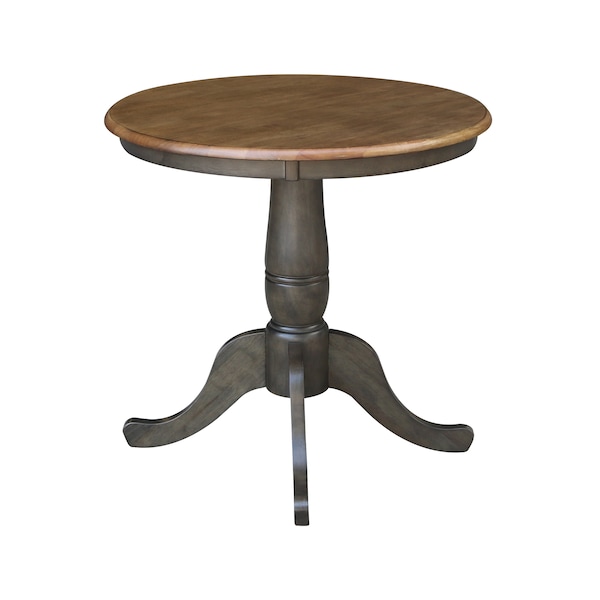 International Concepts Round 30 in Round Top Pedestal Table, 29.1 inH, Hickory/Washed Coal, 30 in W, 30 in L, 29.1 in H - K45-30RT