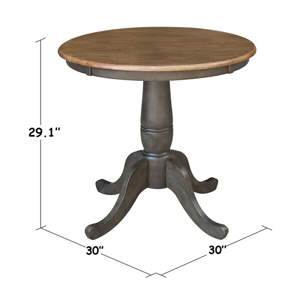 International Concepts Round 30 in Round Top Pedestal Table, 29.1 inH, Hickory/Washed Coal, 30 in W, 30 in L, 29.1 in H - K45-30RT