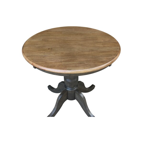 International Concepts Round 30 in Round Top Pedestal Table, 29.1 inH, Hickory/Washed Coal, 30 in W, 30 in L, 29.1 in H - K45-30RT