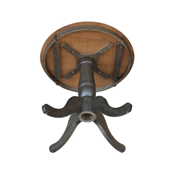 International Concepts Round 30 in Round Top Pedestal Table, 29.1 inH, Hickory/Washed Coal, 30 in W, 30 in L, 29.1 in H - K45-30RT