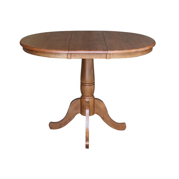 International Concepts Round 36 in Round Extension Dining Table with 4 Chairs, Distressed Oak, 36 in W, 48 in L, 29.3 in H - K42-36RXT-C613-4