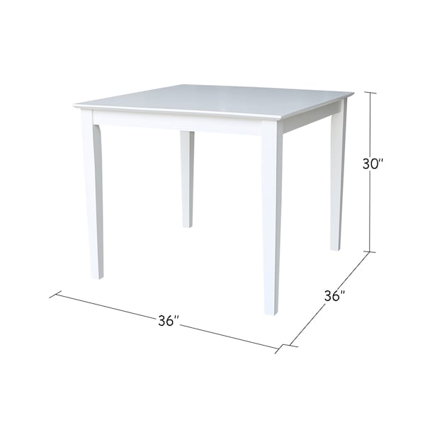 International Concepts Square Solid Wood Top Table, Dining Height, White, 36 in W, 36 in L, 30 in H, Wood, White - K08-3636-30S