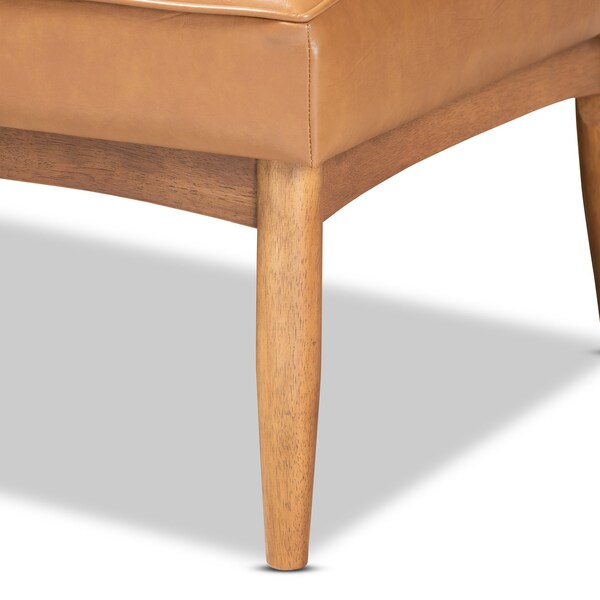 Baxton Studio Riordan Mid-Century Modern Tan Faux Leather and Walnut Brown Finished Wood 4-Piece Dining Nook Set - 186-11361-10839-9305-ZORO