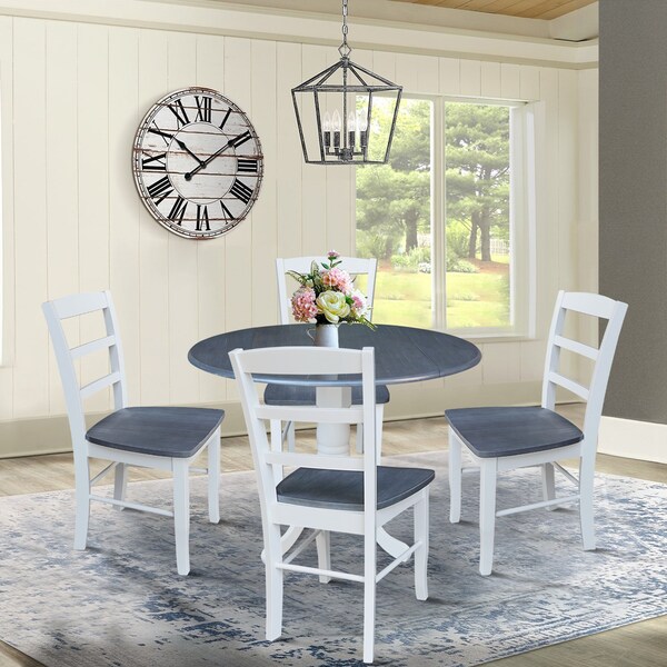 International Concepts 42 in. Dual Drop Leaf Dining Table with 4 Madrid LadderBack Chairs - K05-42DP-C2-4