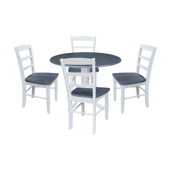International Concepts 42 in. Dual Drop Leaf Dining Table with 4 Madrid LadderBack Chairs - K05-42DP-C2-4