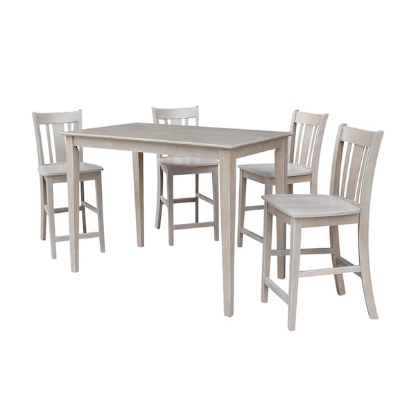 International Concepts Rectangle 30X48 Counter Ht Dining Table, 4 San Remo Counter Ht Stools, Gray Taupe, 30 in W, 48 in L - K09-3048-S102-4