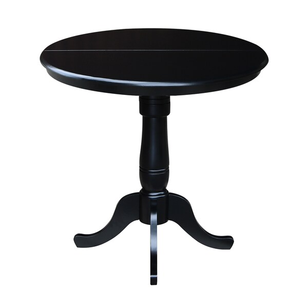 International Concepts Round 36 in Rd Top Pedestal Table, 12 in Leaf, 34.9 inH, Adjustable Height, Black, 36 in W, 48 in L - K46-36RXT-6B