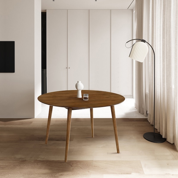 Armen Living Arcadia 48" Round Dining Table in Walnut Wood - LCARDIWA48