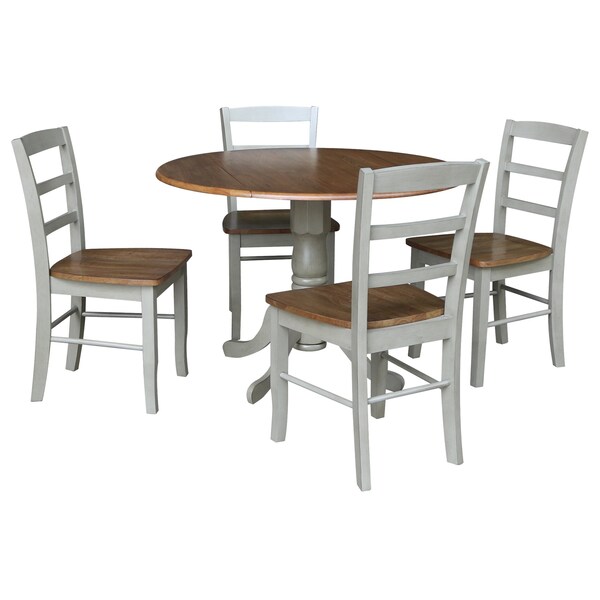 International Concepts 42 in. Dual Drop Leaf Dining Table with 4 Madrid LadderBack Chairs - K41-42DP-C2-4