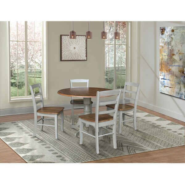 International Concepts 42 in. Dual Drop Leaf Dining Table with 4 Madrid LadderBack Chairs - K41-42DP-C2-4