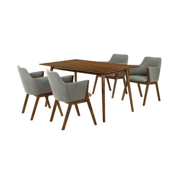 Armen Living Westmont and Renzo Charcoal and Walnut 5 Piece Dining Set - SETWEDI5REWACH