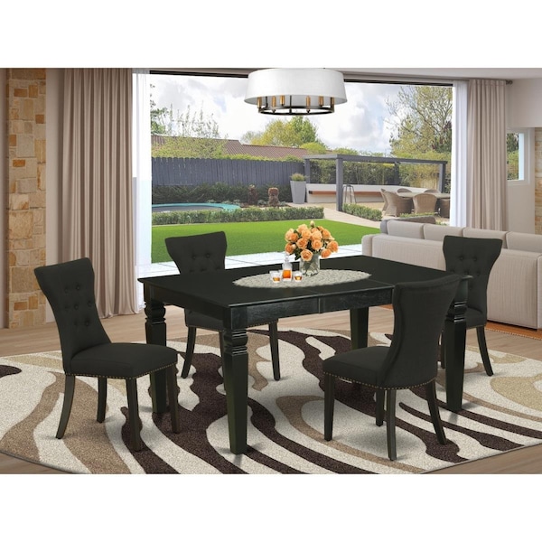 East West Furniture 5 Piece Weston Dining Room Table Set - Black - WEGA5-BLK-24