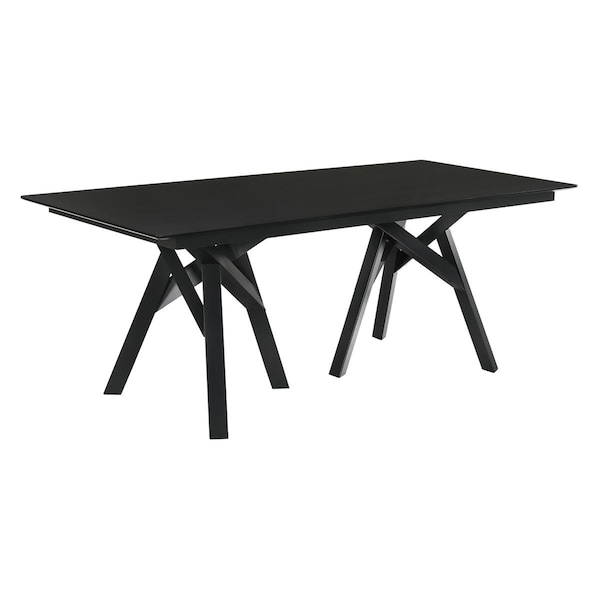 Seatsolutions 79 in. Cortina Mid-Century Modern Wood Dining Table with Legs, Black - SE2756377