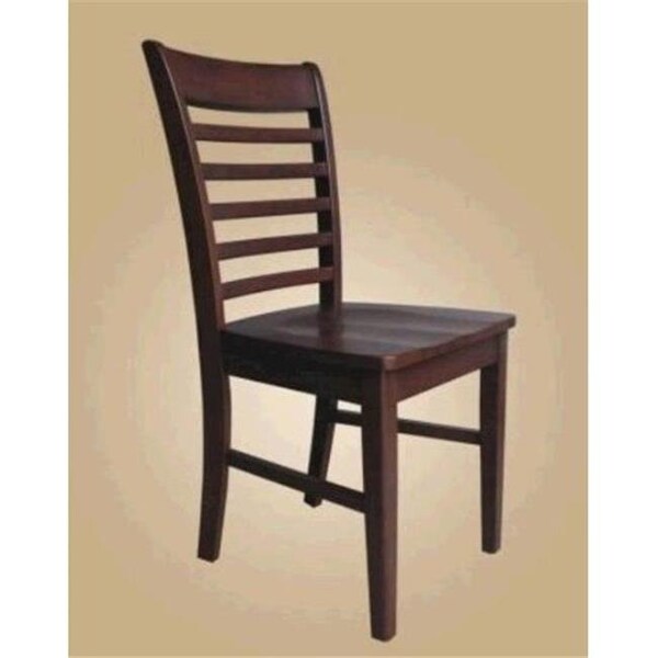 East West Furniture East West MC-MAH-W Milan ladder back chairs with wood seat; Mahogany - Pack of 2 - MLC-MAH-W