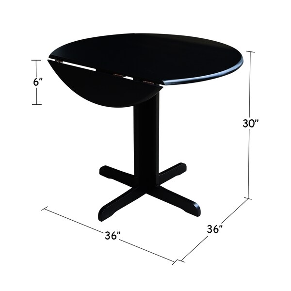 International Concepts Square Dual Drop Leaf Table, 36 in, Black, 36 in W, 36 in L, 30 in H, Wood, Black - T46-36RP
