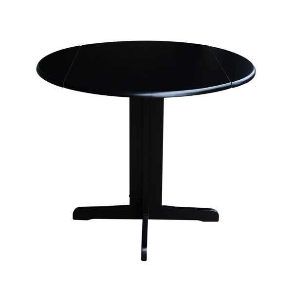 International Concepts Square Dual Drop Leaf Table, 36 in, Black, 36 in W, 36 in L, 30 in H, Wood, Black - T46-36RP