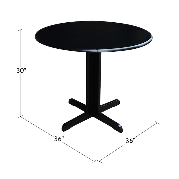 International Concepts Square Dual Drop Leaf Table, 36 in, Black, 36 in W, 36 in L, 30 in H, Wood, Black - T46-36RP