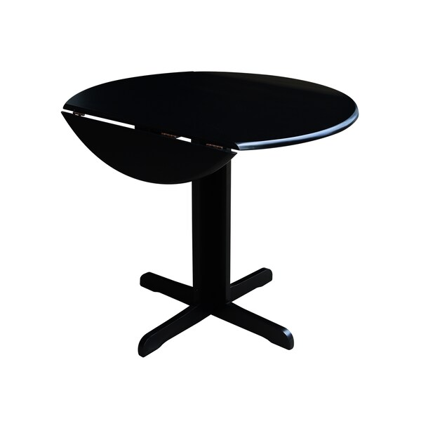 International Concepts Square Dual Drop Leaf Table, 36 in, Black, 36 in W, 36 in L, 30 in H, Wood, Black - T46-36RP
