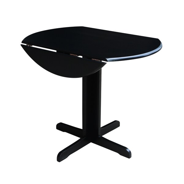 International Concepts Square Dual Drop Leaf Table, 36 in, Black, 36 in W, 36 in L, 30 in H, Wood, Black - T46-36RP