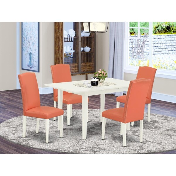 East West Furniture 5 Piece Norfolk Rectangle Dinette Set - Linen White - NOEN5-LWH-78