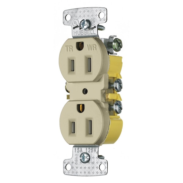 Hubbell Wiring Device-Kellems TradeSelect, Straight Blade Devices, Residential Grade, Receptacles, Weather and Tamper Resistant Duplex, 15A 125V, 5-15R - RR15SIWRTR