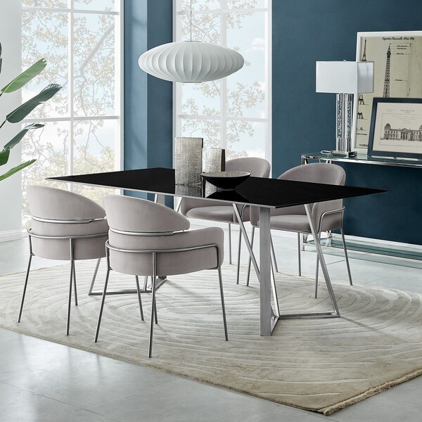 Armen Living Cressida and Portia Gray Fabric 5 Piece Rectangular Dining Set - SETCSDI5PTGR