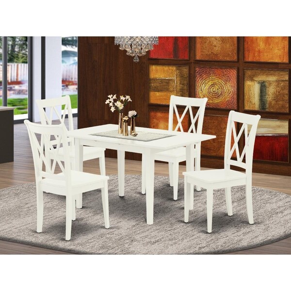 East West Furniture 5 Piece Norfolk Dinette Set - Linen White - NOCL5-LWH-W