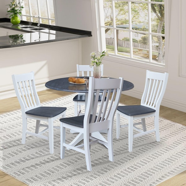 Whitewood Industries Extension Dining Tables, 45 in L, 38 in H, Parawood, 5 Piece Set - K05-42DPT-27-C61-4