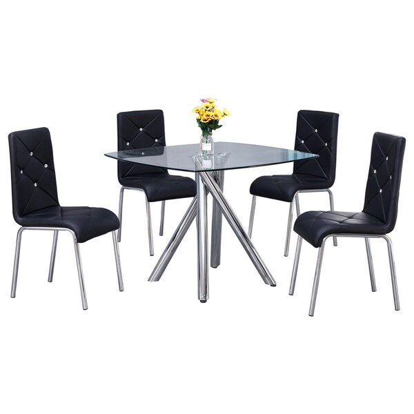 Kd Gabinetes 5 Piece Flux Dining Set, Black - KD2813524