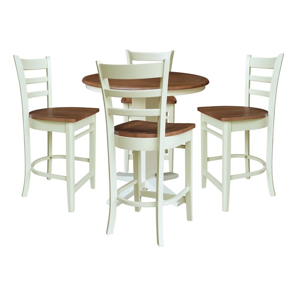 Whitewood Industries Rectangular Fixed Top Table W/ 4 Counter Height Stools, 36 in W, 35.9 in L, 36 in H, Parawood, 5 - K79-36RT-23B-S6172-4
