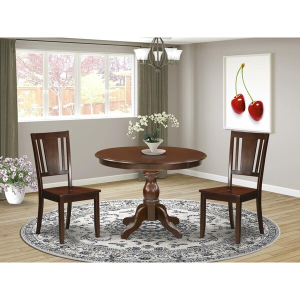 East West Furniture 3 Piece Hartland Dinette Set - Mahogany - HBDU3-MAH-W